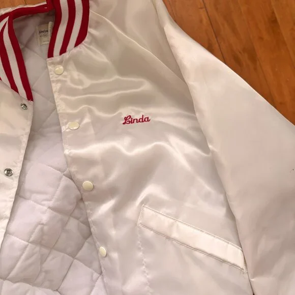 Vintage Satin Nylon Bomber Jacket Dorchester Swingers Cambridge Maryland M Linda - Picture 7 of 8